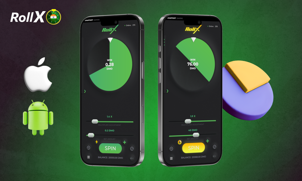 The Roll X casino game is adapted for mobile devices, offering a user-friendly interface, navigation and full functionality of the desktop version